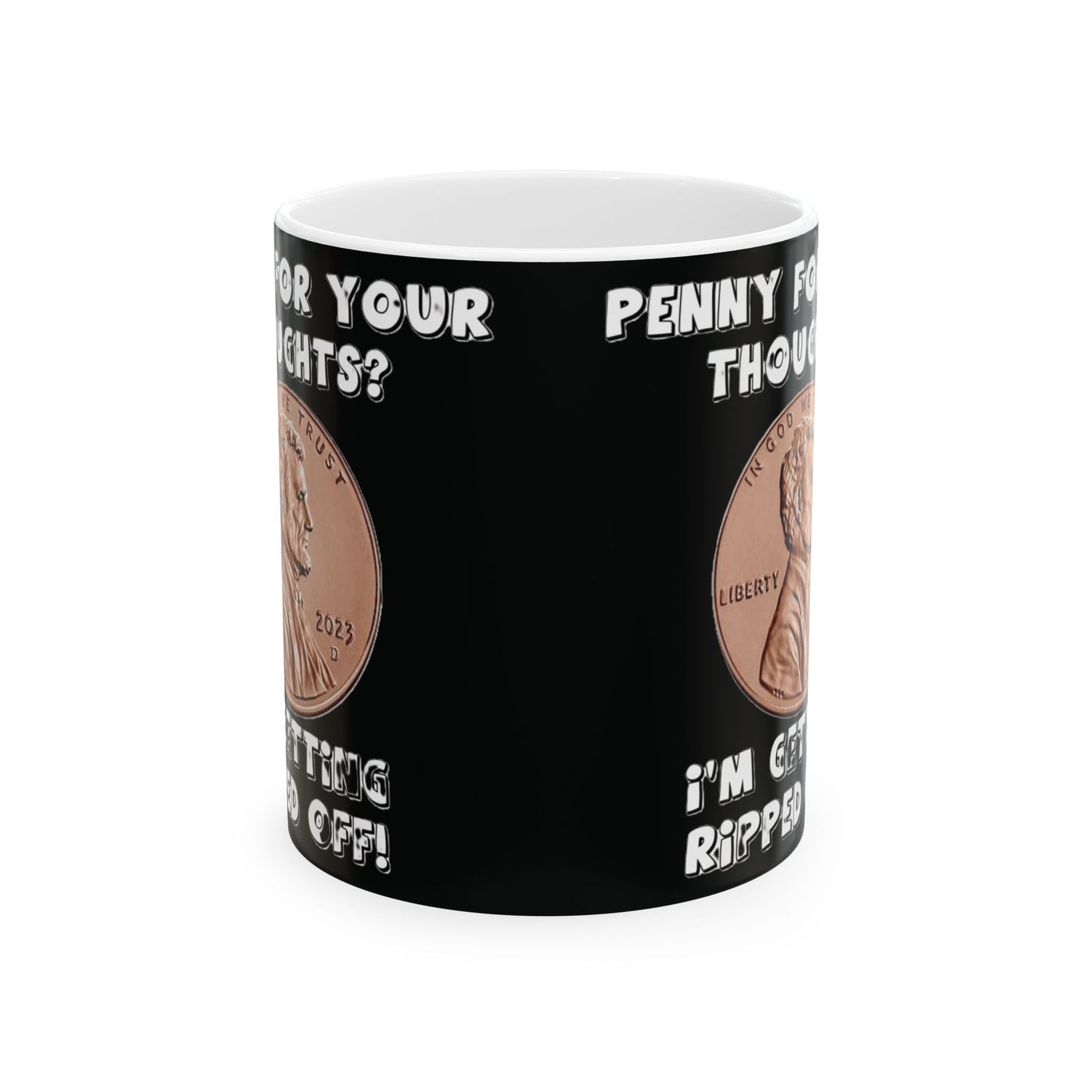 Penny...Thoughts (Black) - Ceramic Mug, (11oz, 15oz)