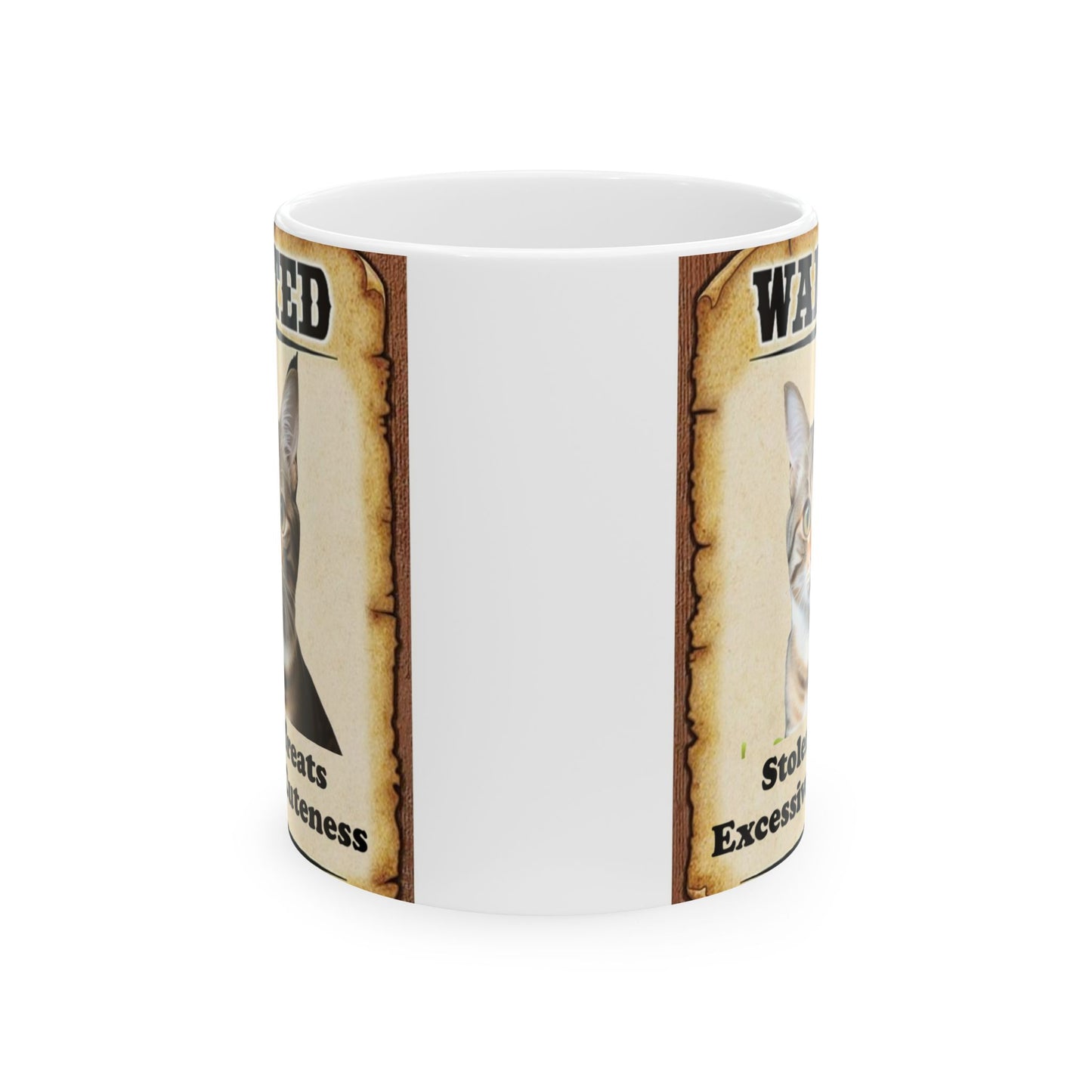 Wanted Poster Ceramic Mug - Gray Cat