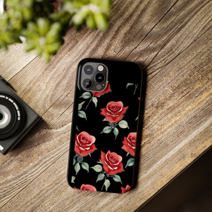 Slim Phone Cases - Roses (Black)