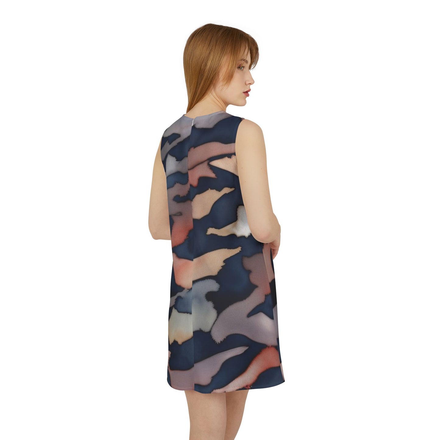 Camo Pattern A-line Sleeveless Dress