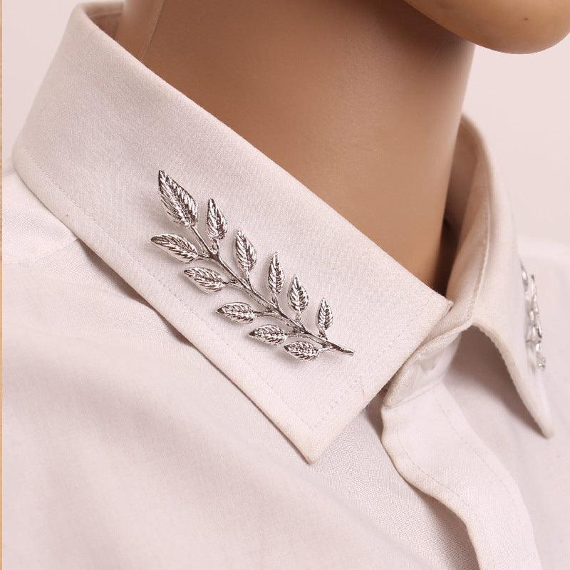 Elegance Leaf Shaped Brooch, Collar Pin in Silver or Gold - Better Mode