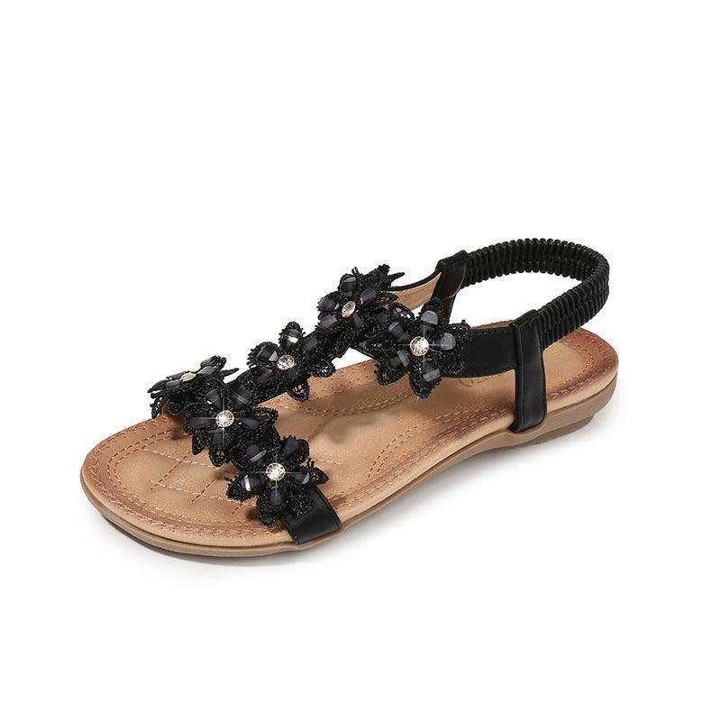 Women's Sandals - T-Shaped Flower - Beach Sandals