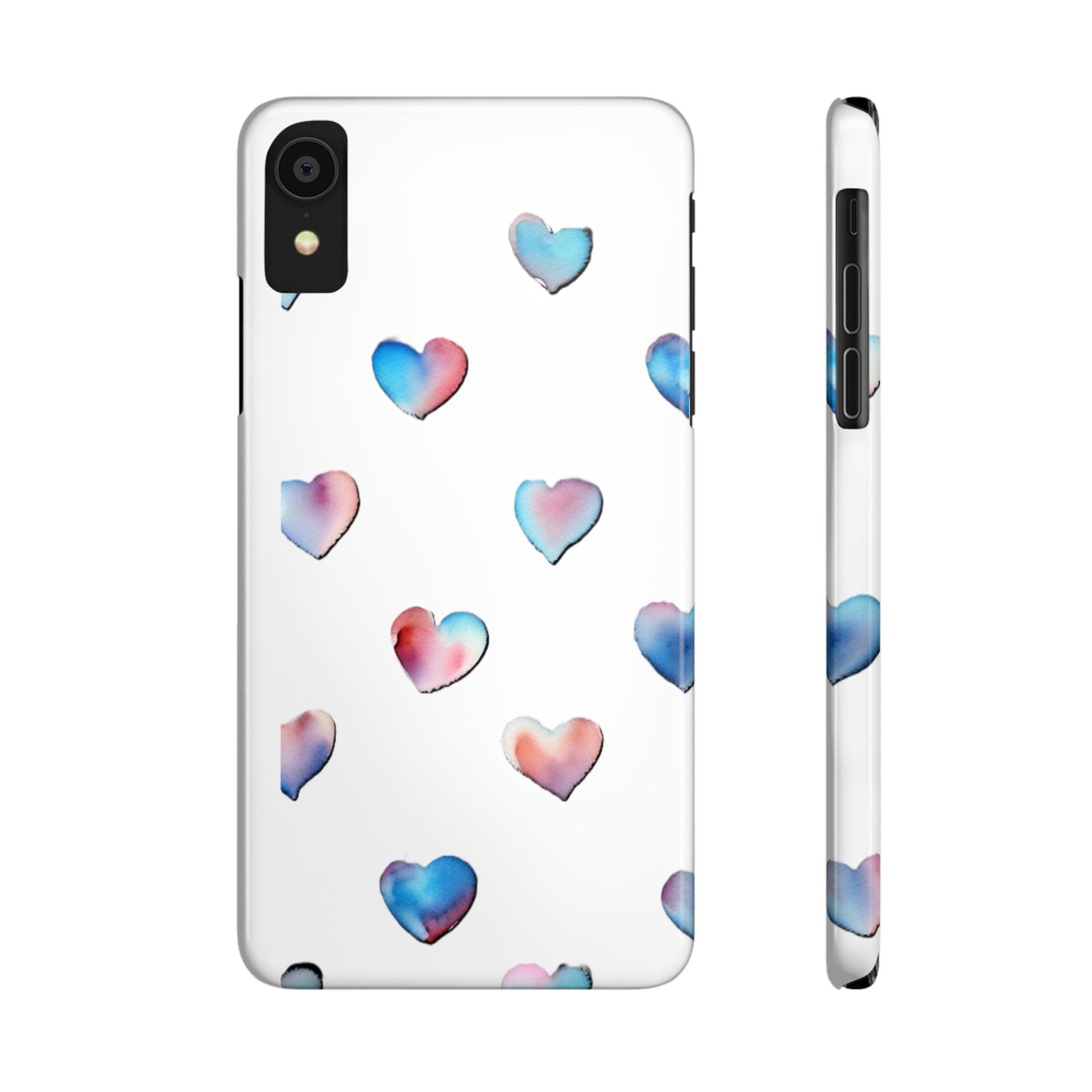 Slim Phone Cases - Hearts (White)