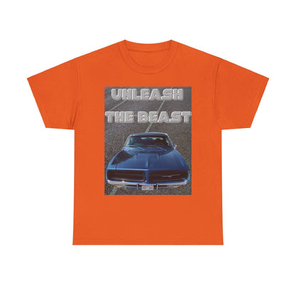 Unleash The Beast Classic Cars Blue Hood - Unisex Heavy Cotton T-Shirt