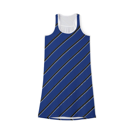 Striped - Women's Racerback Dress  (Blue)