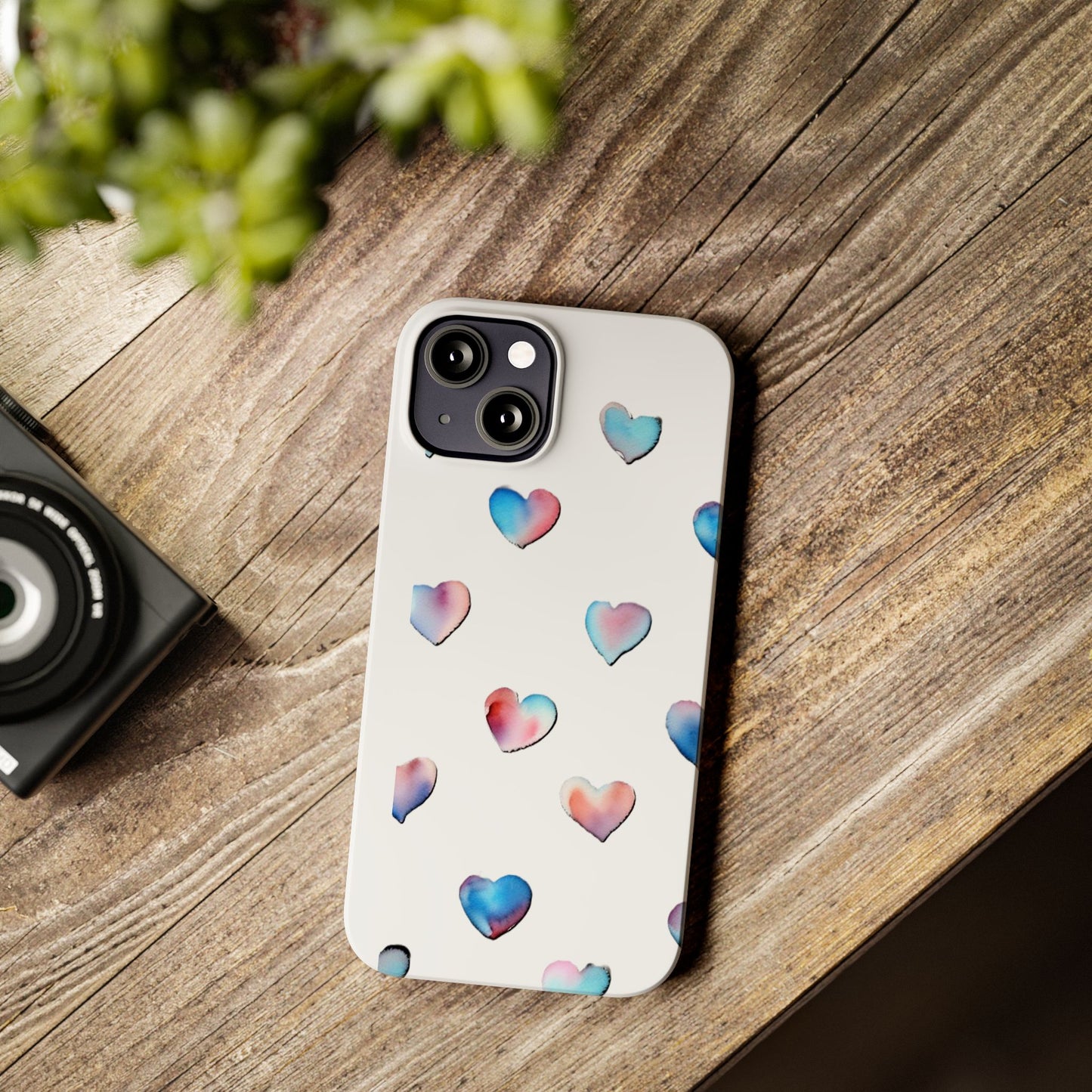 Slim Phone Cases - Hearts (White)