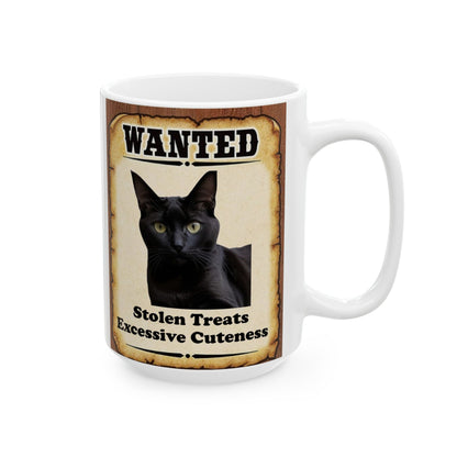 Wanted Poster Ceramic Mug - Black Cat