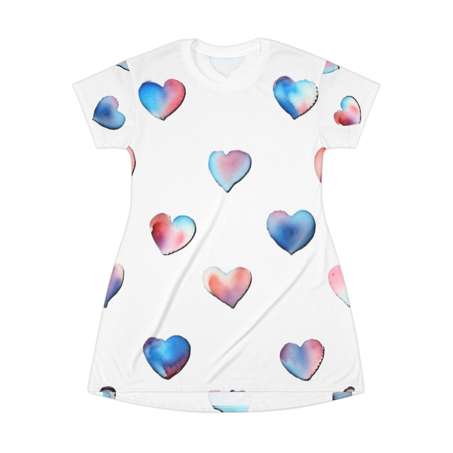 T-Shirt Dress - Hearts - Nightgown (White)