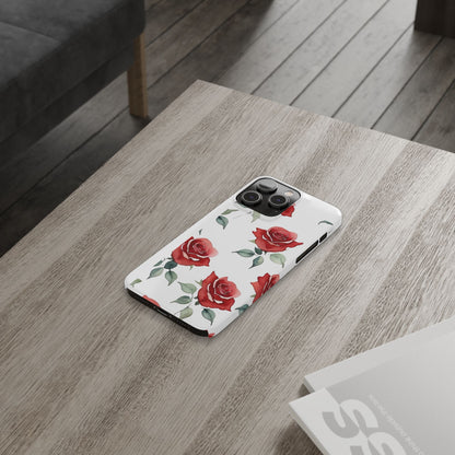 Slim Phone Cases - Roses (White)