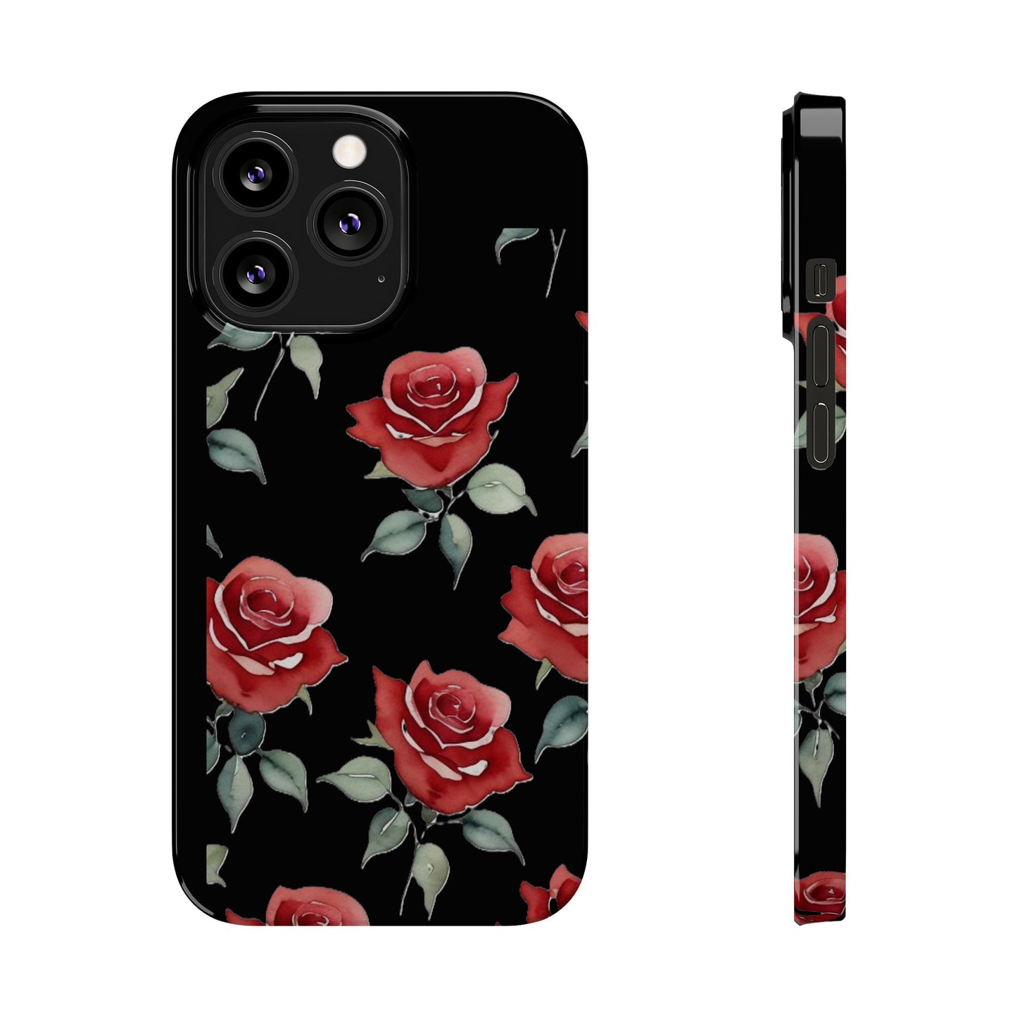 Slim Phone Cases - Roses (Black)