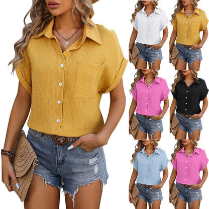 Women's Blouse - Casual - Loose Fit - Short Sleeve