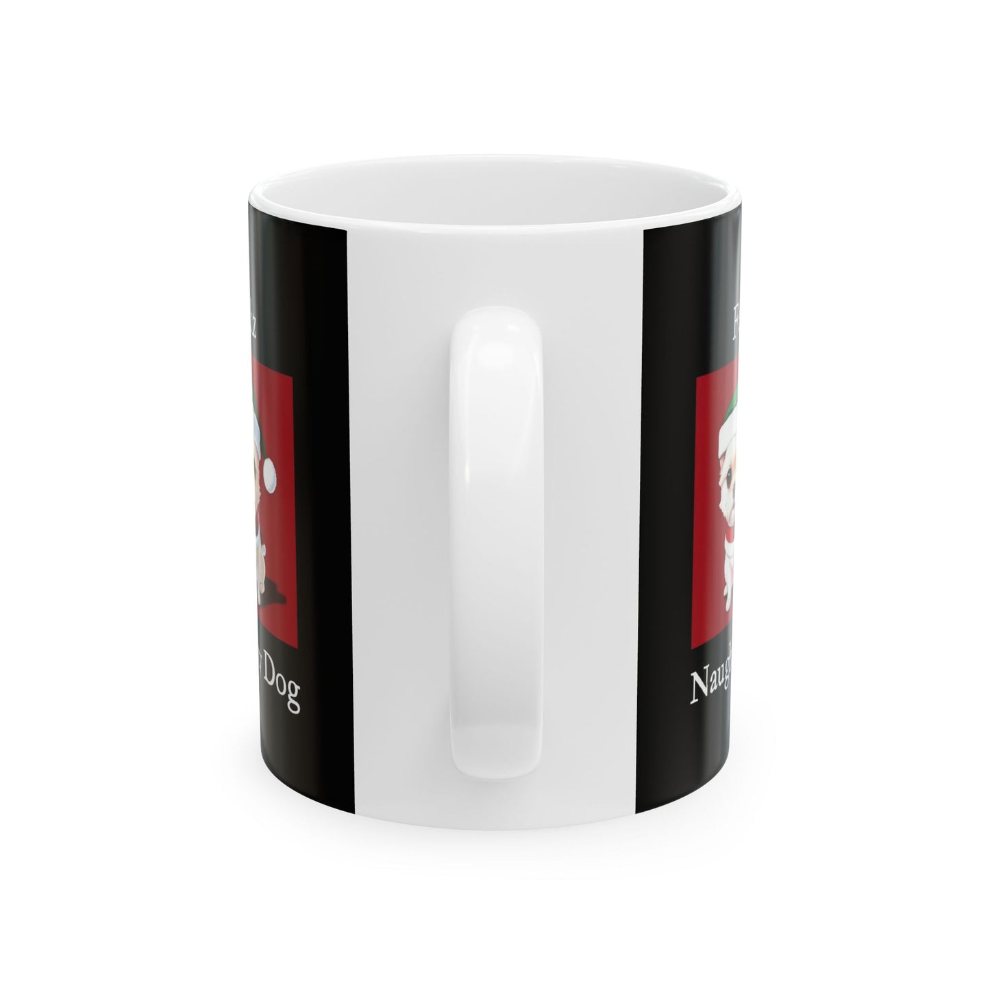 Christmas - Feliz Naughty Dog 2 (Black) - Ceramic Mug, (11oz, 15oz) - Better Mode