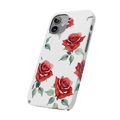 Slim Phone Cases - Roses (White)