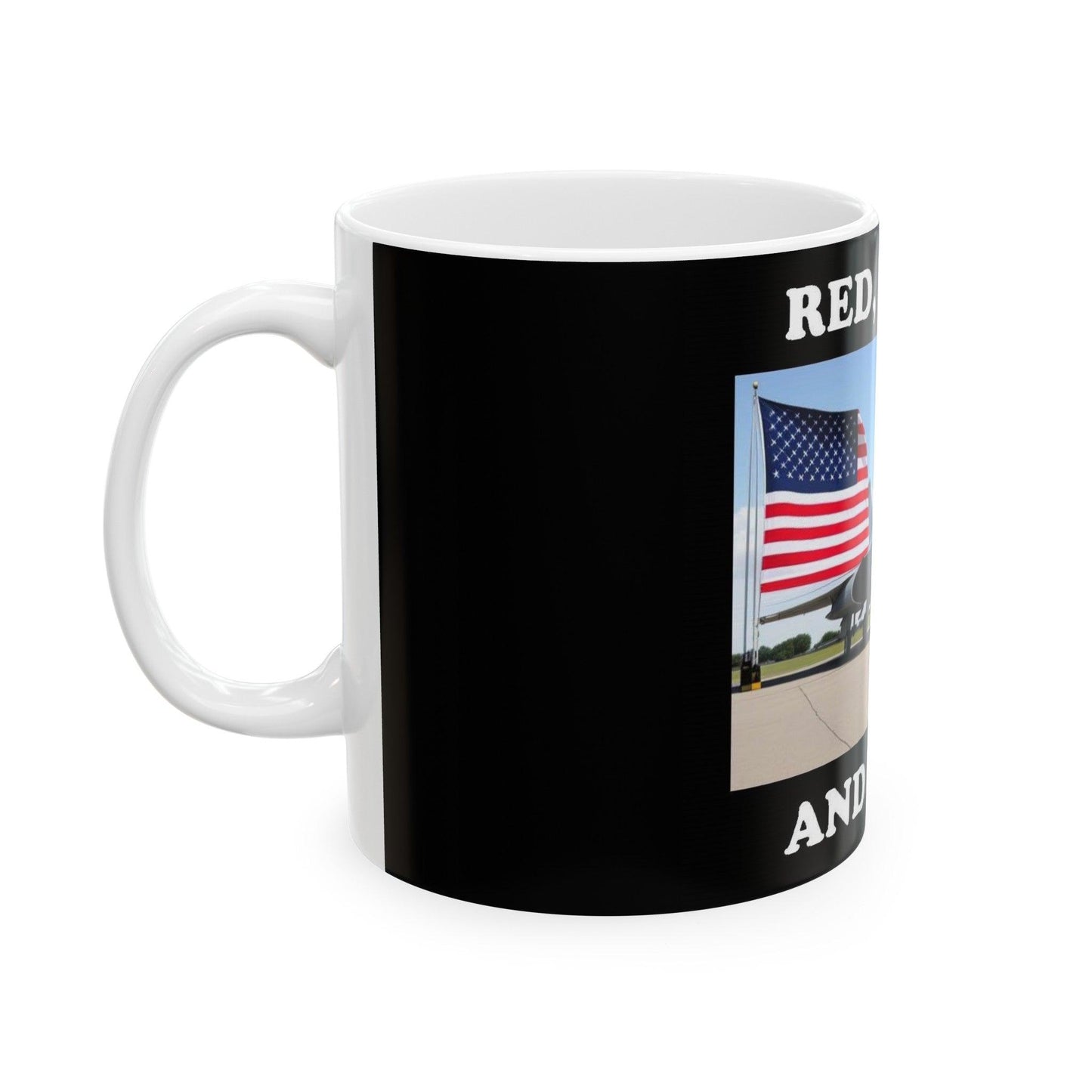 Red, White (Black) - Ceramic Mug, (11oz, 15oz)