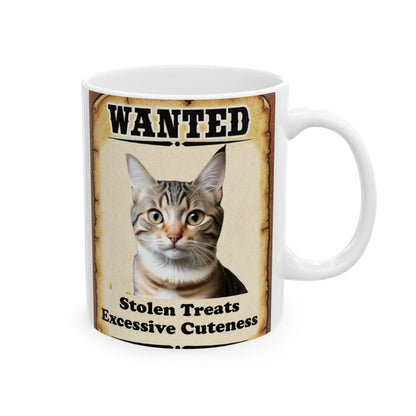 Wanted Poster Ceramic Mug - Gray Cat