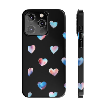 Slim Phone Cases - Hearts (Black)