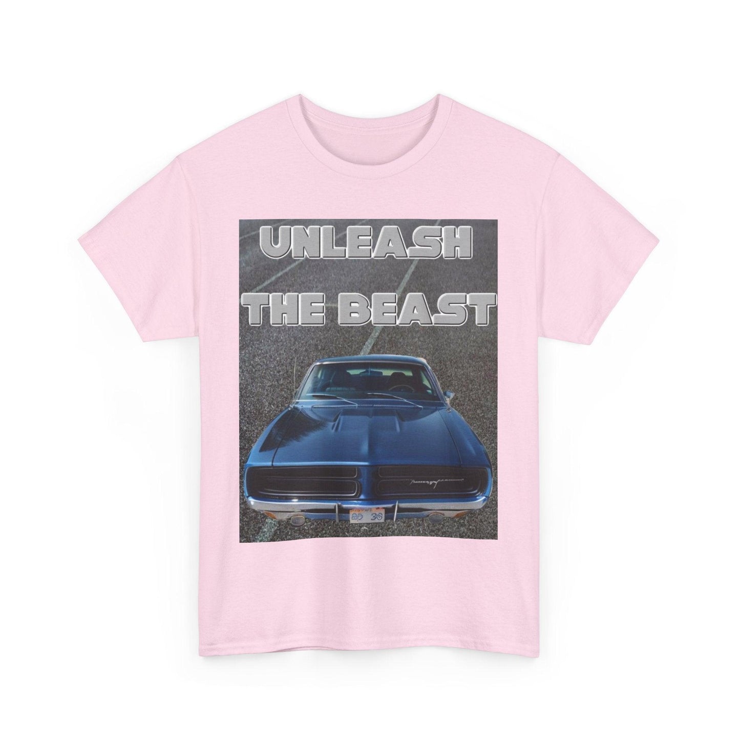 Unleash The Beast Classic Cars Blue Hood - Unisex Heavy Cotton T-Shirt