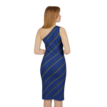 Striped - Shoulder Dress (Blue)