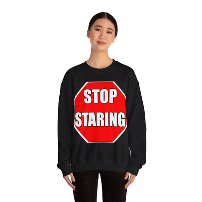 Stop Staring (Black) - Unisex Heavy Blend™ Crewneck Sweatshirt