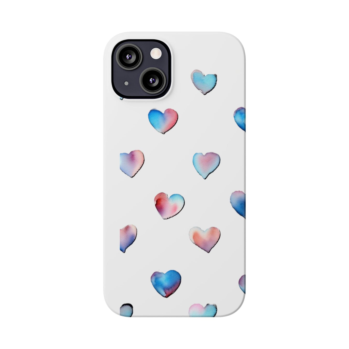 Slim Phone Cases - Hearts (White)