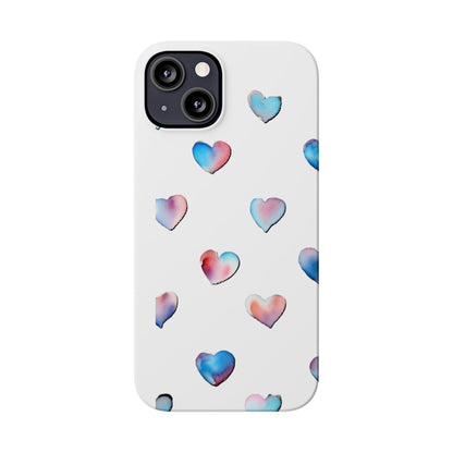 Slim Phone Cases - Hearts (White)