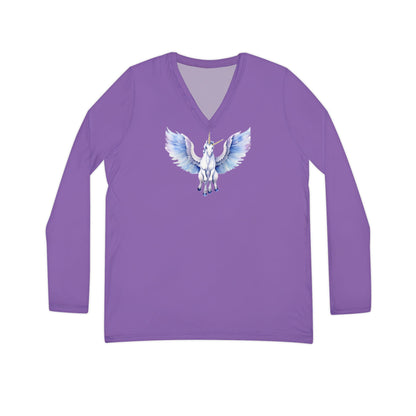 Women's Unicorn Long Sleeve V-neck Shirt