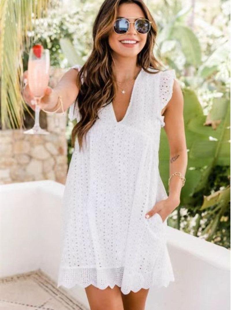 Sleeveless Ruffled Romper Dress