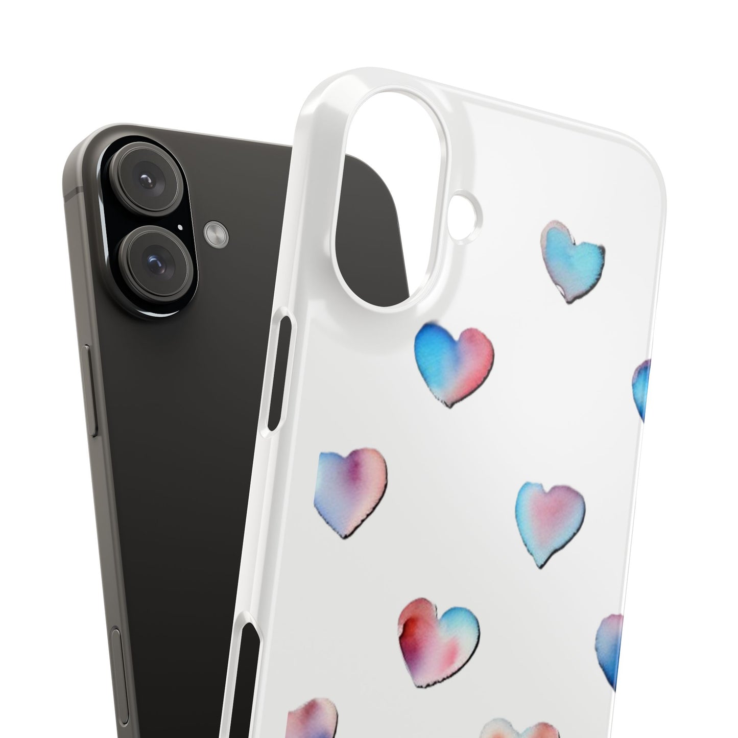 Slim Phone Cases - Hearts (White)