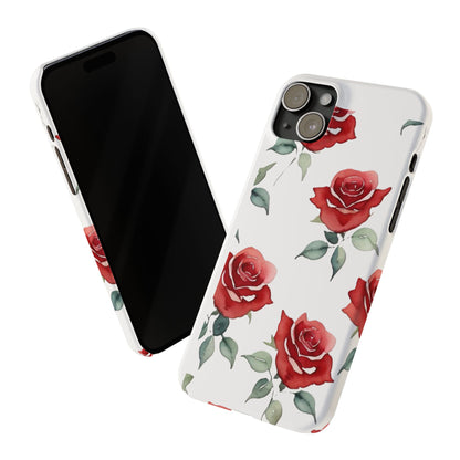 Slim Phone Cases - Roses (White)