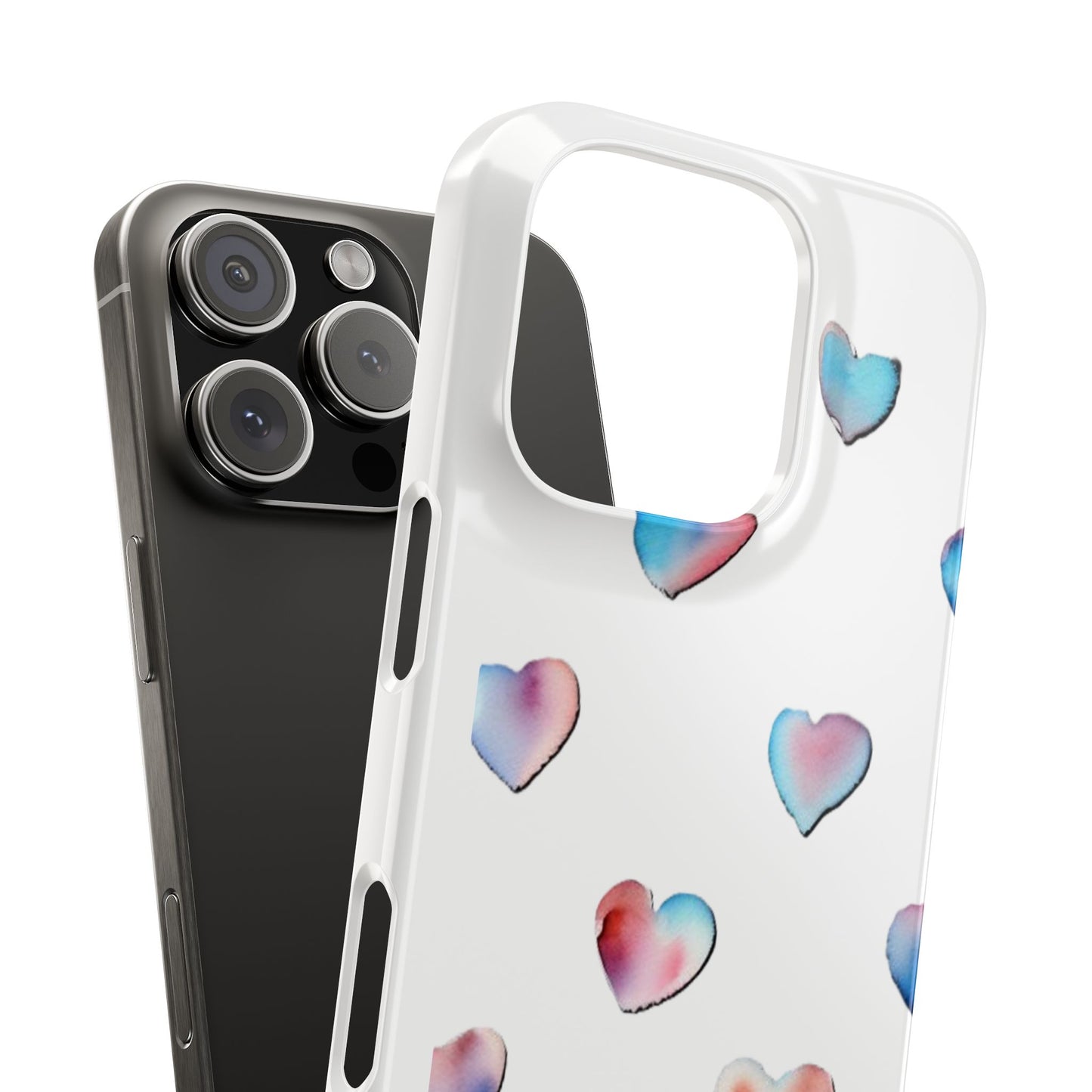 Slim Phone Cases - Hearts (White)