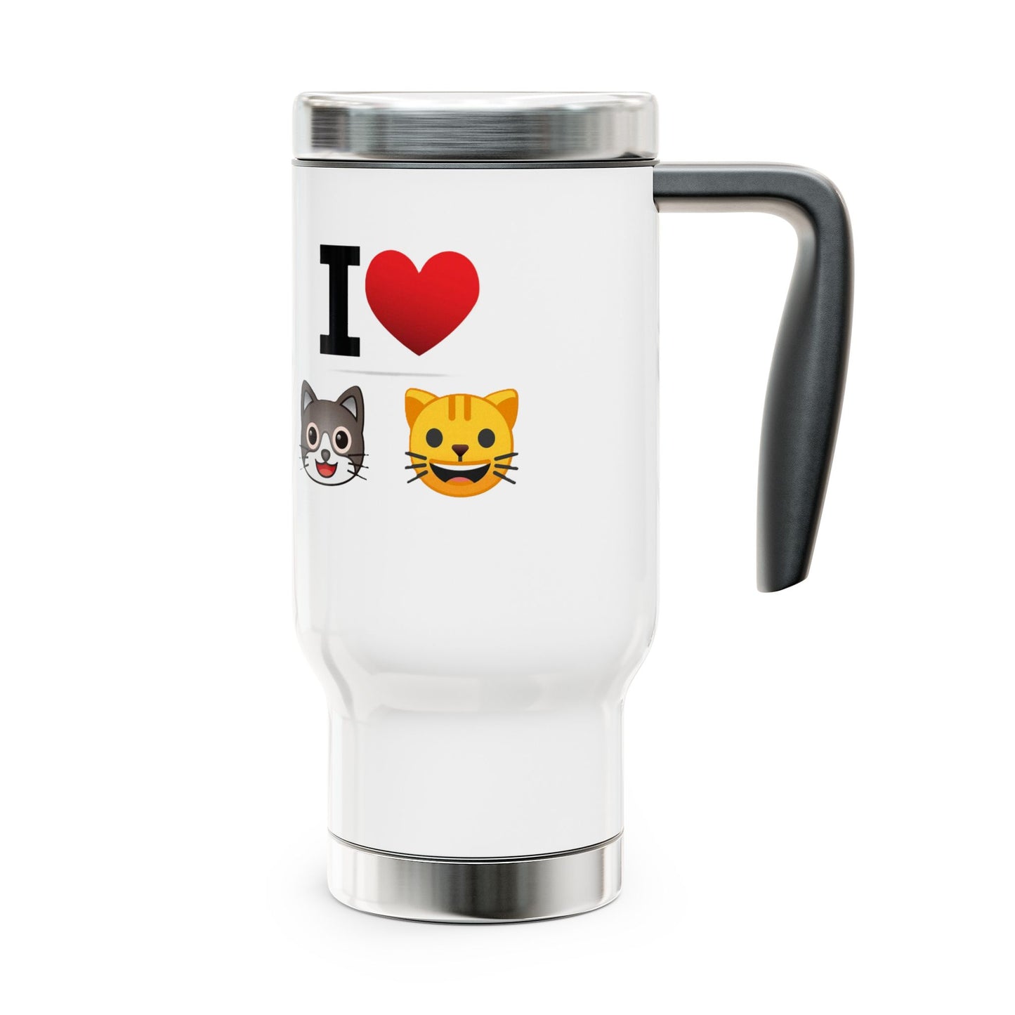 I Heart Cats - Stainless Steel Travel Mug with Handle, 14oz