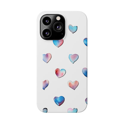 Slim Phone Cases - Hearts (White)