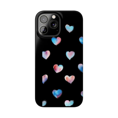 Slim Phone Cases - Hearts (Black)