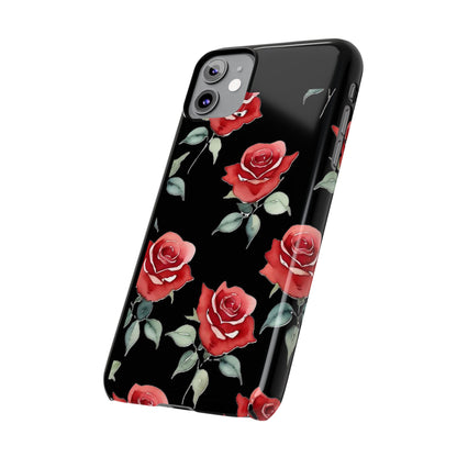 Slim Phone Cases - Roses (Black)