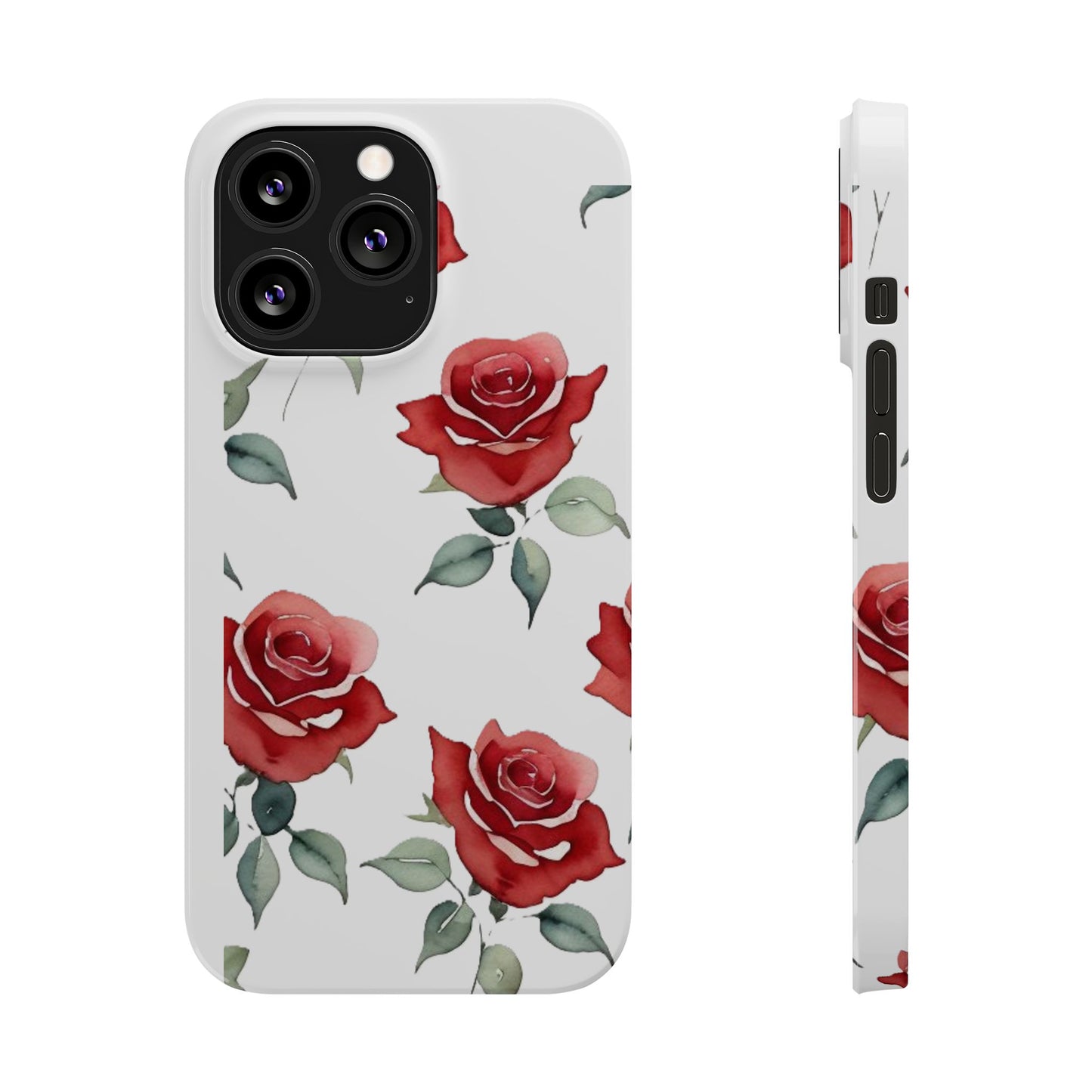 Slim Phone Cases - Roses (White)