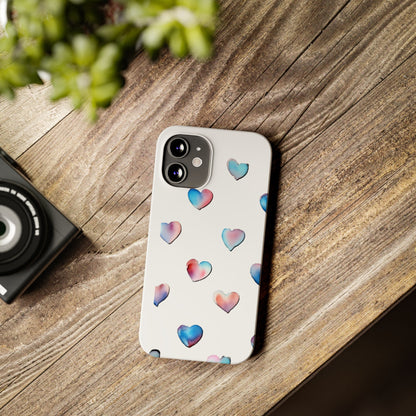 Slim Phone Cases - Hearts (White)