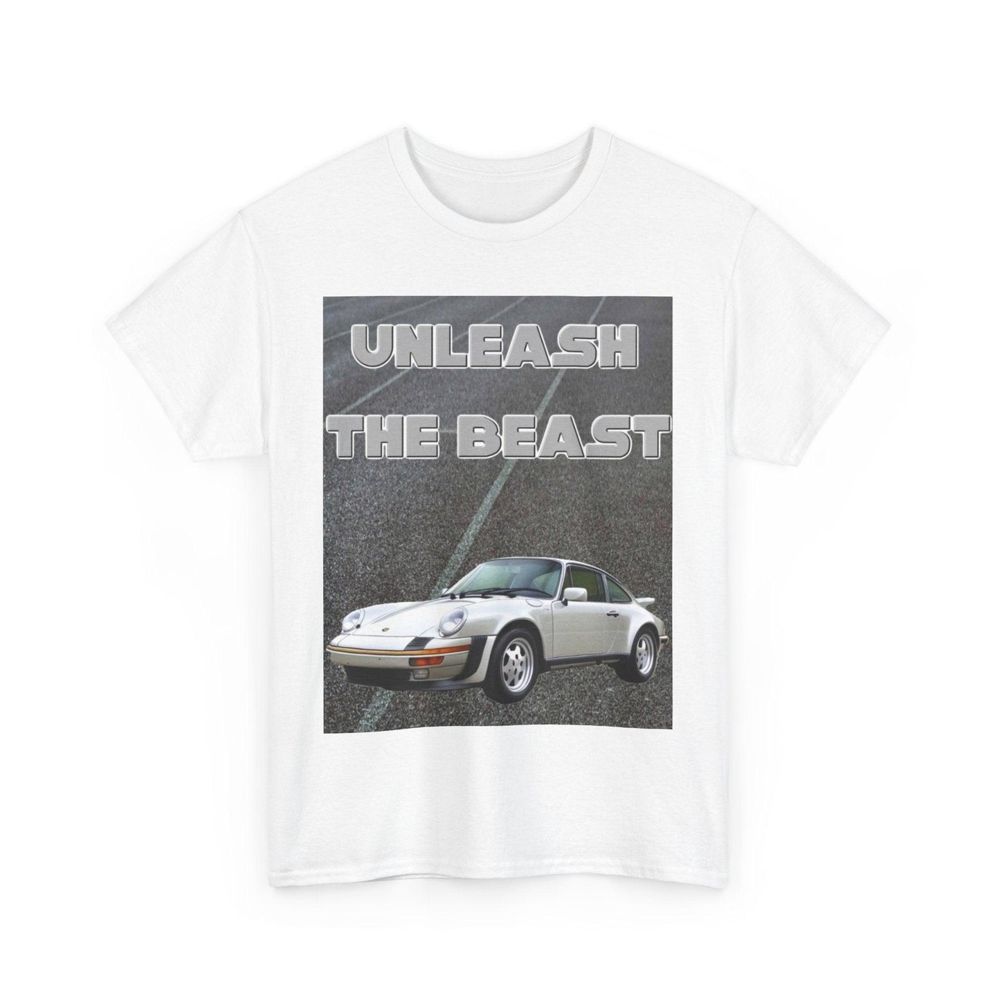 Unleash The Beast Classic Cars White - Unisex Heavy Cotton T-Shirt