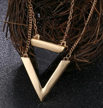 Marble Stone Triangle Necklaces - Better Mode