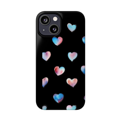 Slim Phone Cases - Hearts (Black)