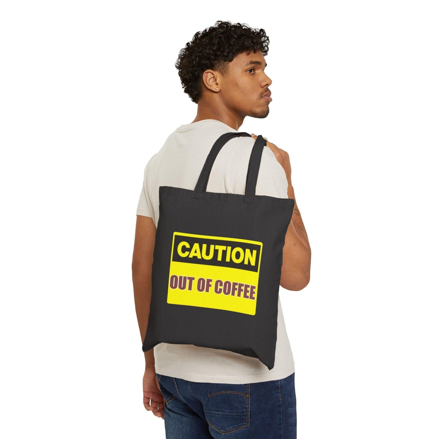 Caution Coffee (Black) - Cotton Canvas Tote Bag - Better Mode