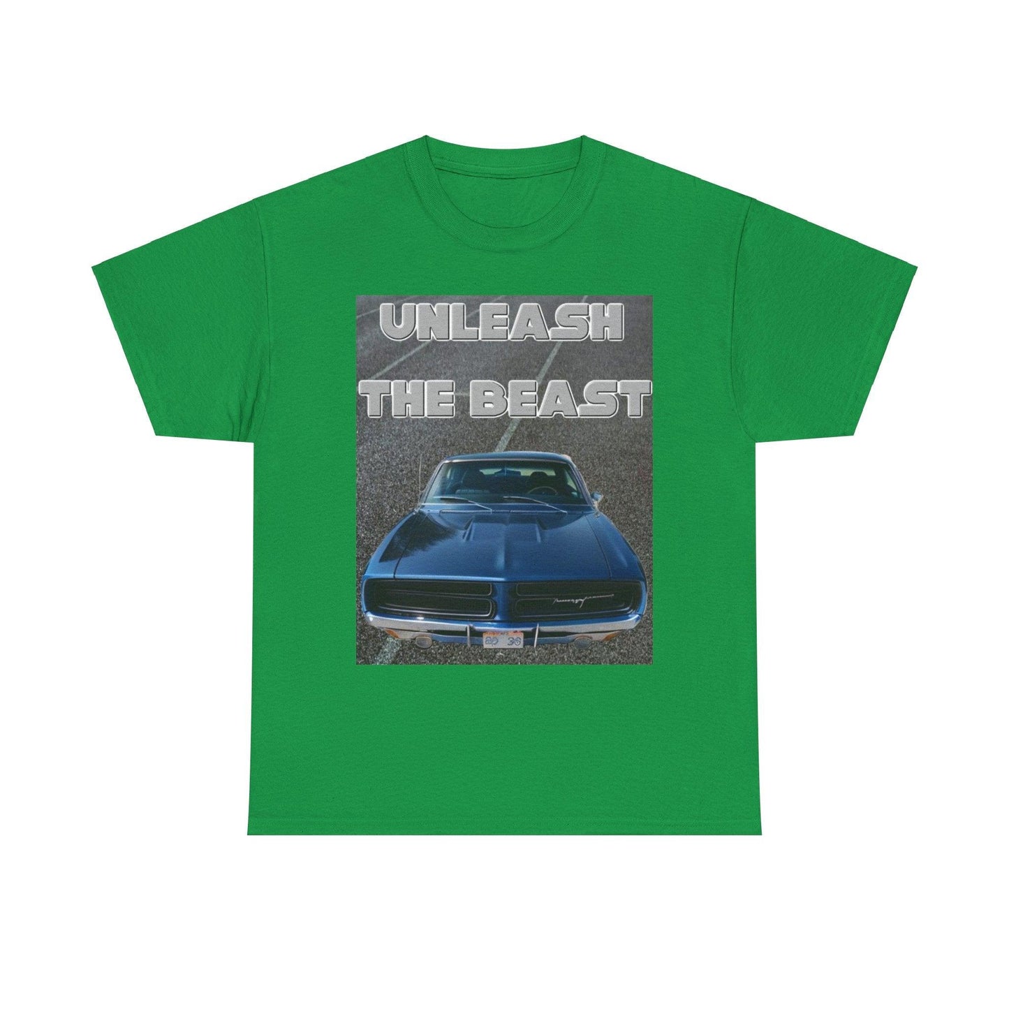 Unleash The Beast Classic Cars Blue Hood - Unisex Heavy Cotton T-Shirt