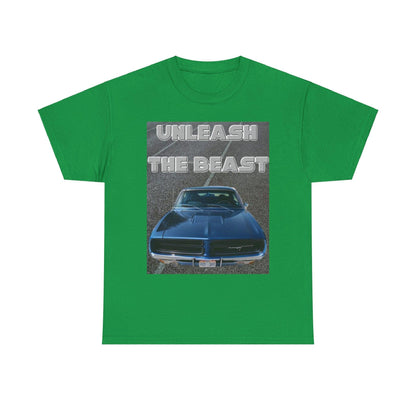 Unleash The Beast Classic Cars Blue Hood - Unisex Heavy Cotton T-Shirt