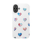 Slim Phone Cases - Hearts (White)