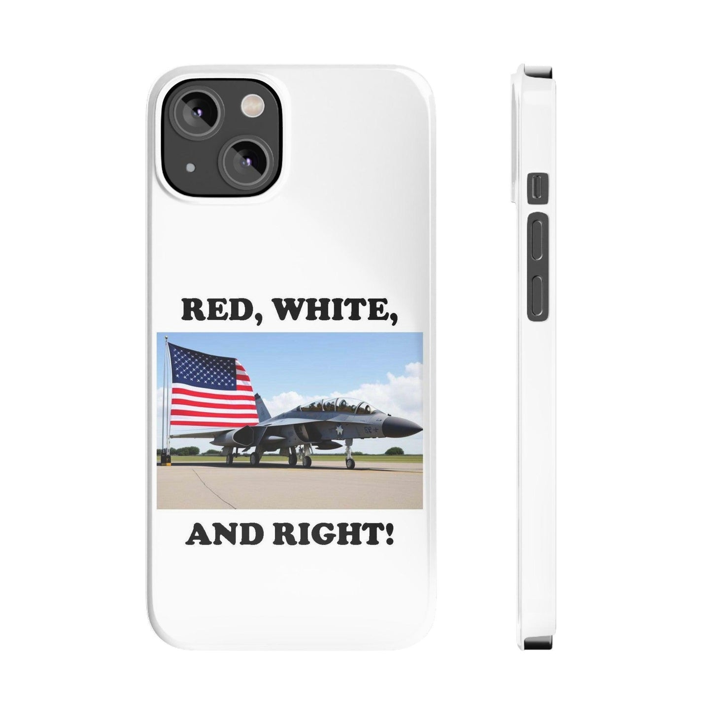 Red, White - (White)Slim Phone Cases