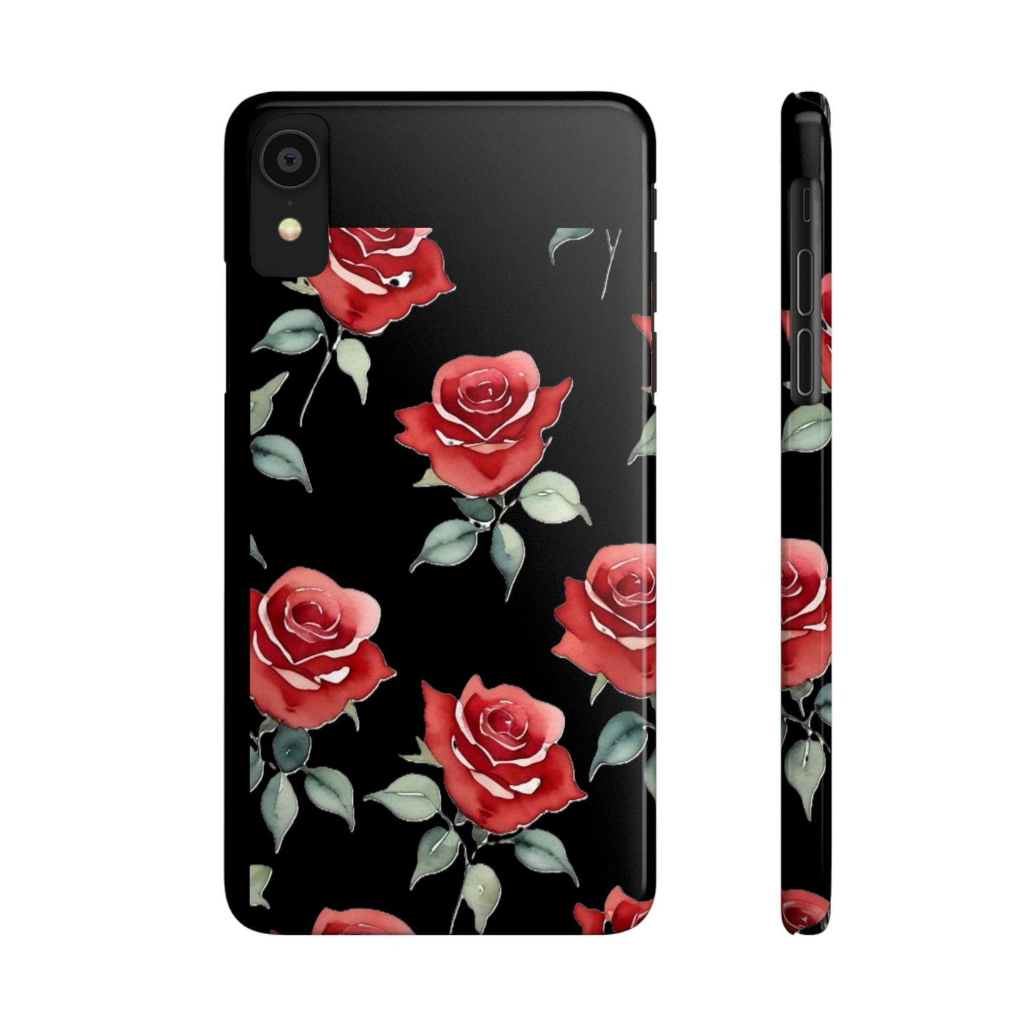 Slim Phone Cases - Roses (Black)