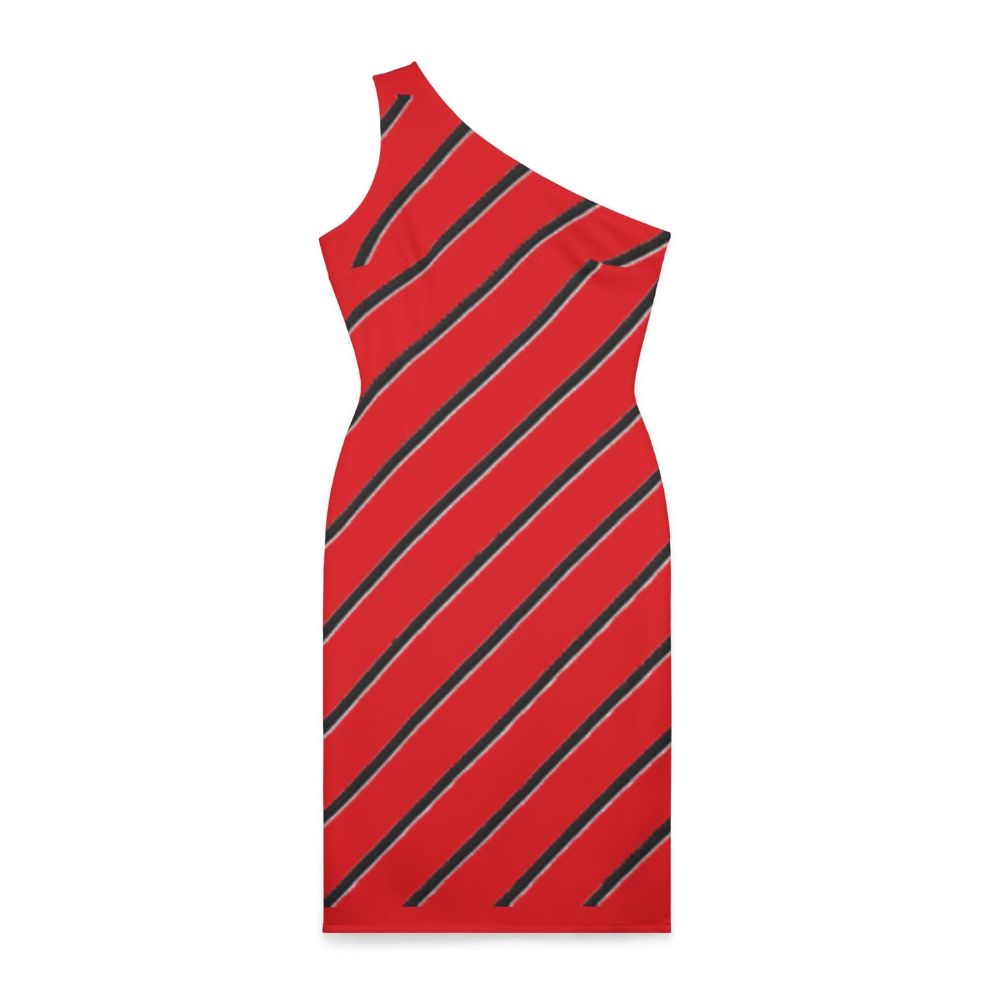 Striped - Shoulder Dress (Red)