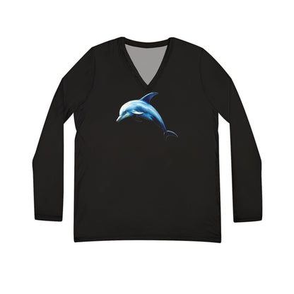 Women's Dolphin Long Sleeve V-neck Shirt