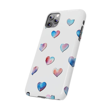 Slim Phone Cases - Hearts (White)