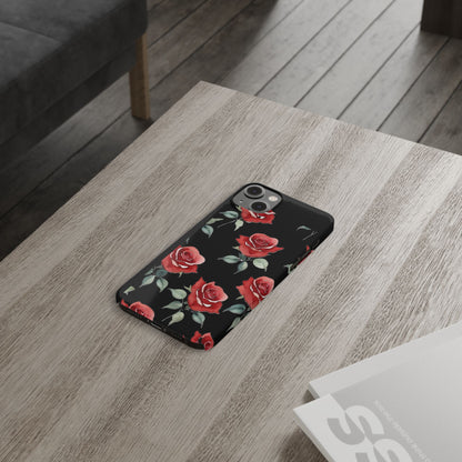 Slim Phone Cases - Roses (Black)