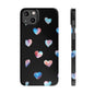 Slim Phone Cases - Hearts (Black)